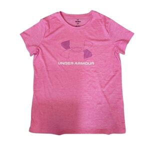 NWOT Under Armour Big Logo Twist Heathered Pink T-shirt Size Youth Large